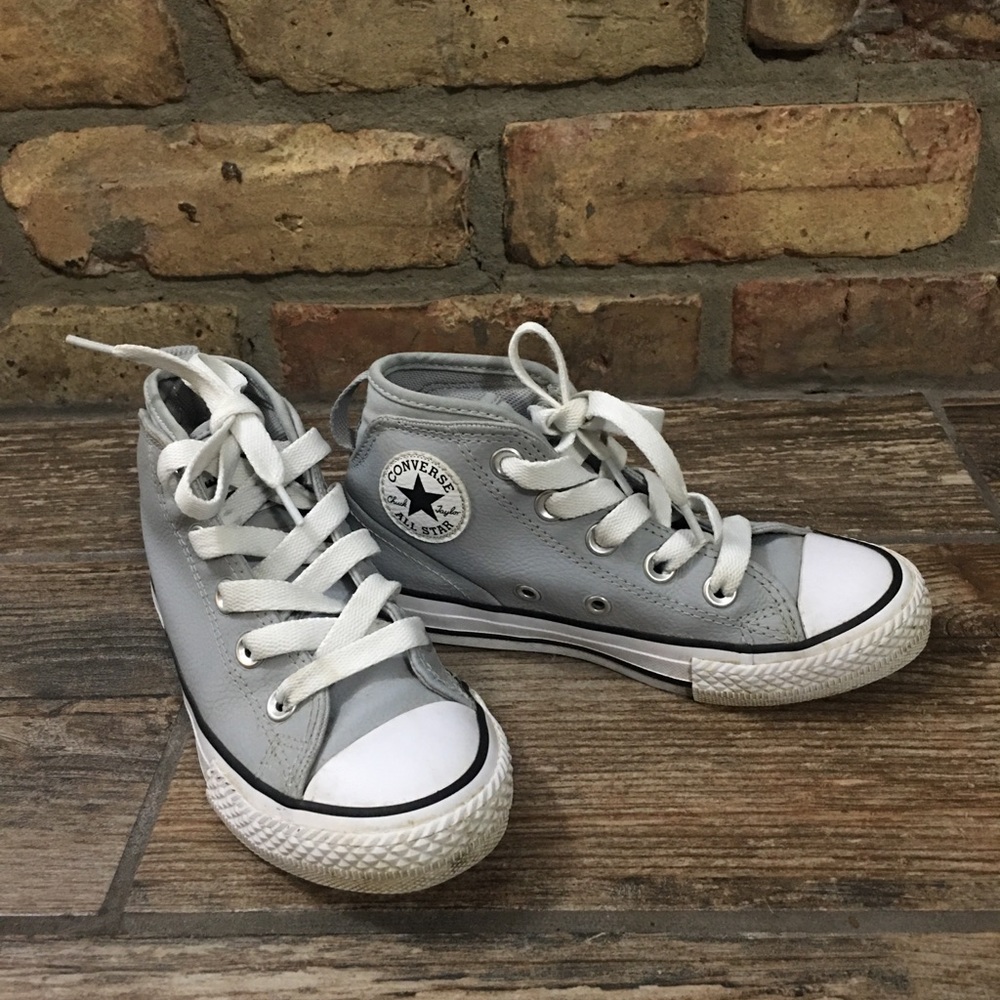 Little boys size 12 gray leather converse